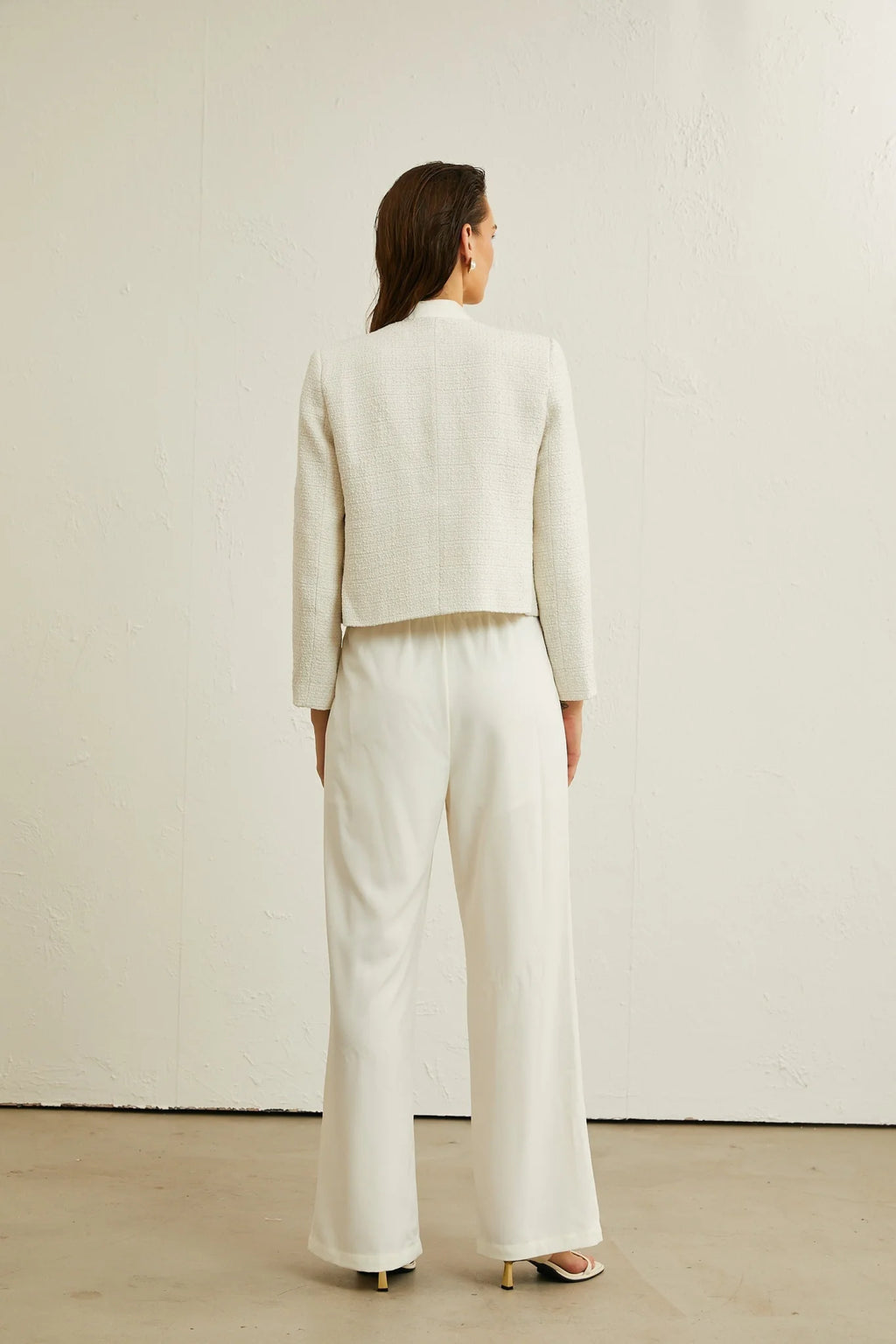 Juliana Jacket White Tweed Double Breasted Cropped