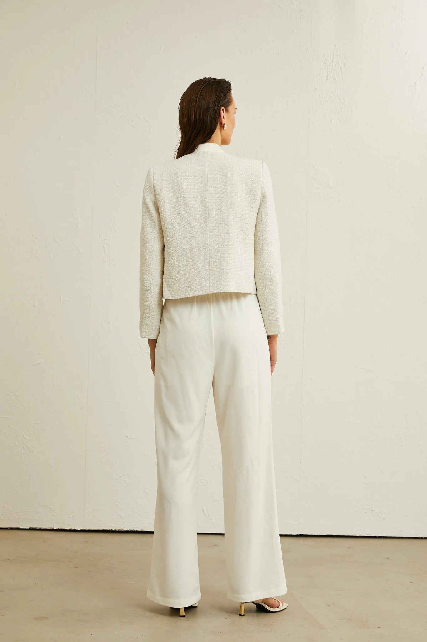 Juliana Jacket White Tweed Double Breasted Cropped