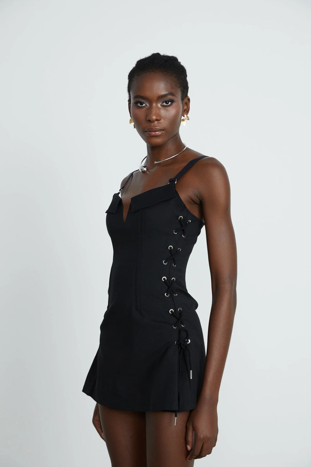 Kadence Dress - Black - Sleeveless - V - Neck - Pocket & Zip Fastening