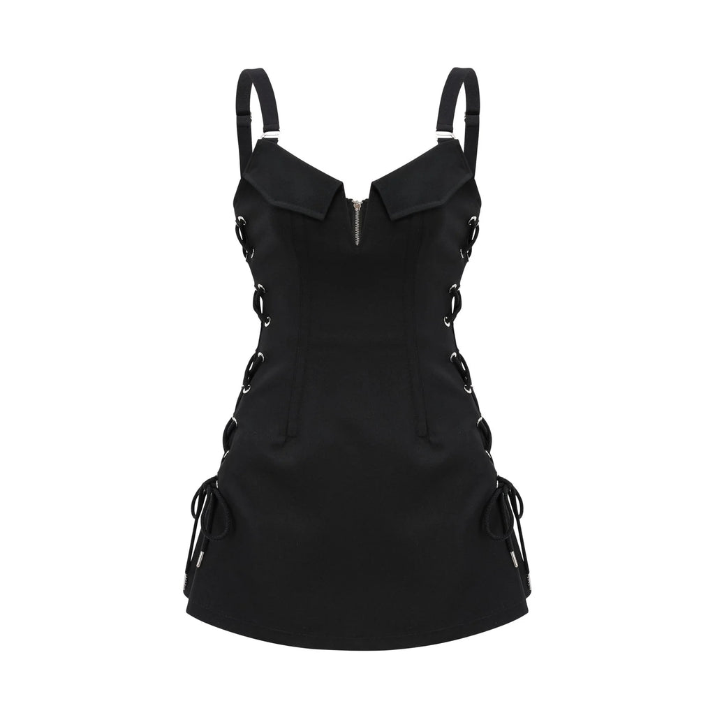 Kadence Dress - Black - Sleeveless - V - Neck - Pocket & Zip Fastening