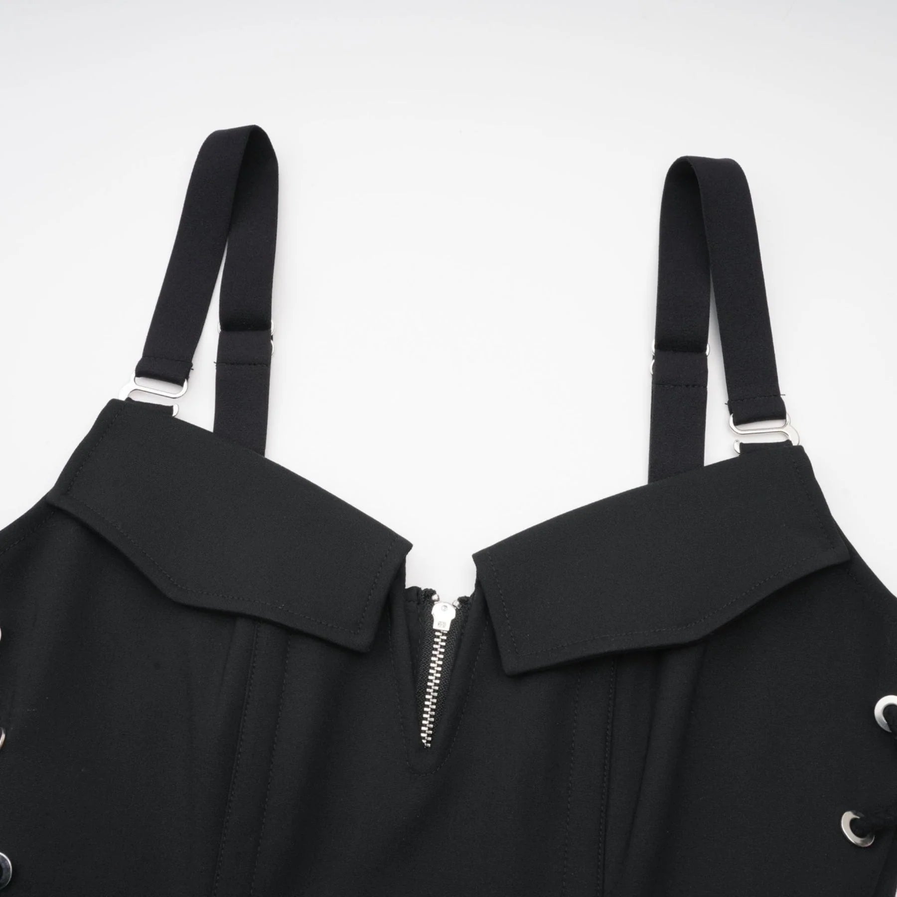 Kadence Dress Black Sleeveless V - Neck Pocket & Zip Fastening - Size M