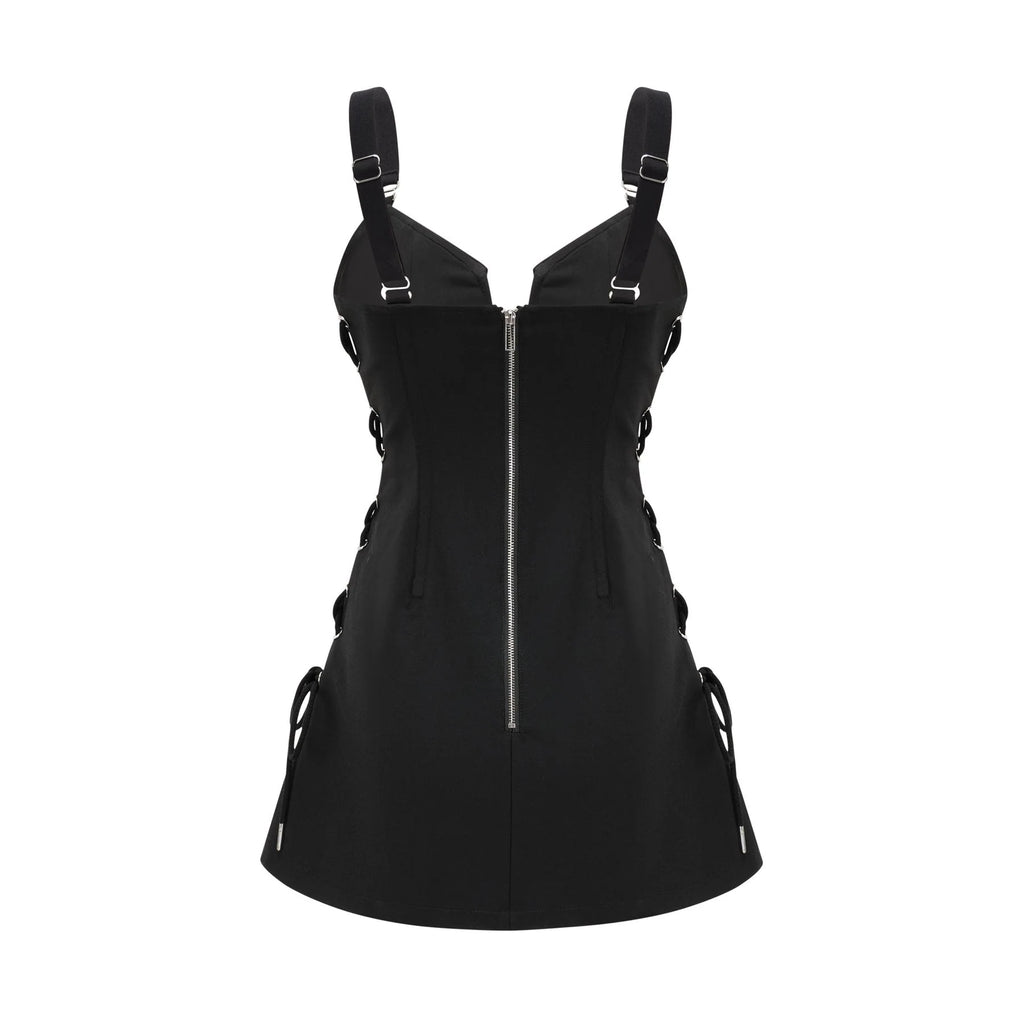 Kadence Dress Black Sleeveless V - Neck Pocket & Zip Fastening - Size M