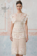 Kaitlin Floral Embroidered Lace Bead Embellishment Midi Dress