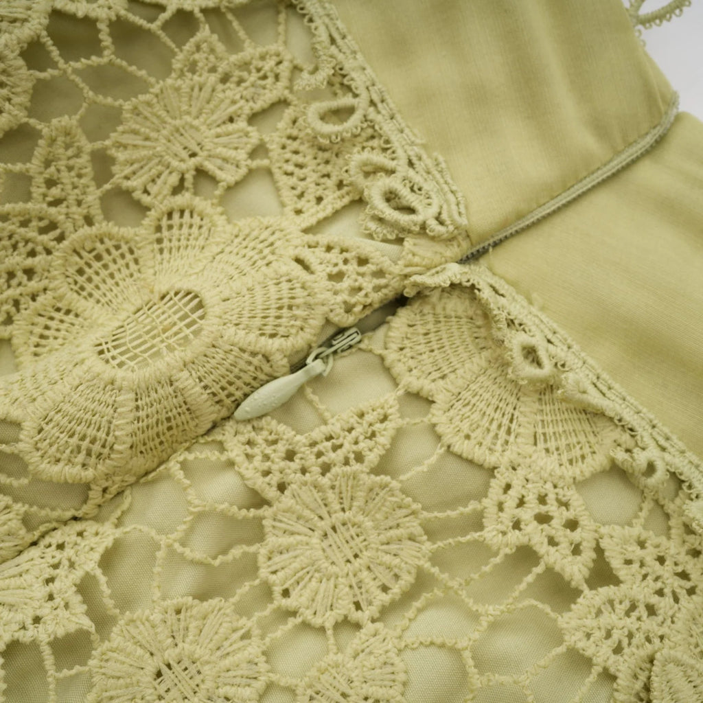 Kaitlin Shirt & Skirt Green Floral Embroidered Set