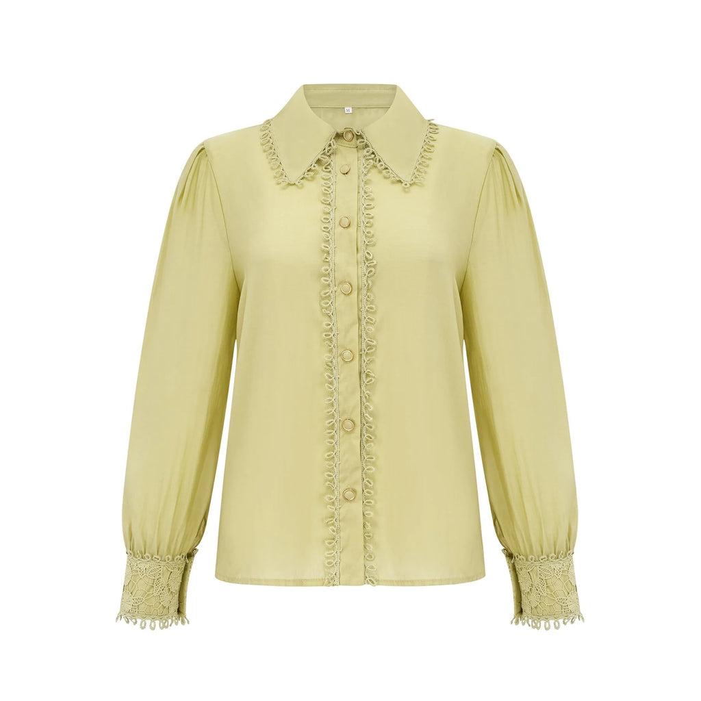 Kaitlin Shirt & Skirt Green Floral Embroidered Set