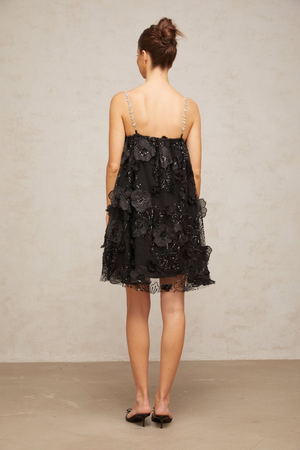 Kaitlyn Mini Dress Crystal Flower Embellished