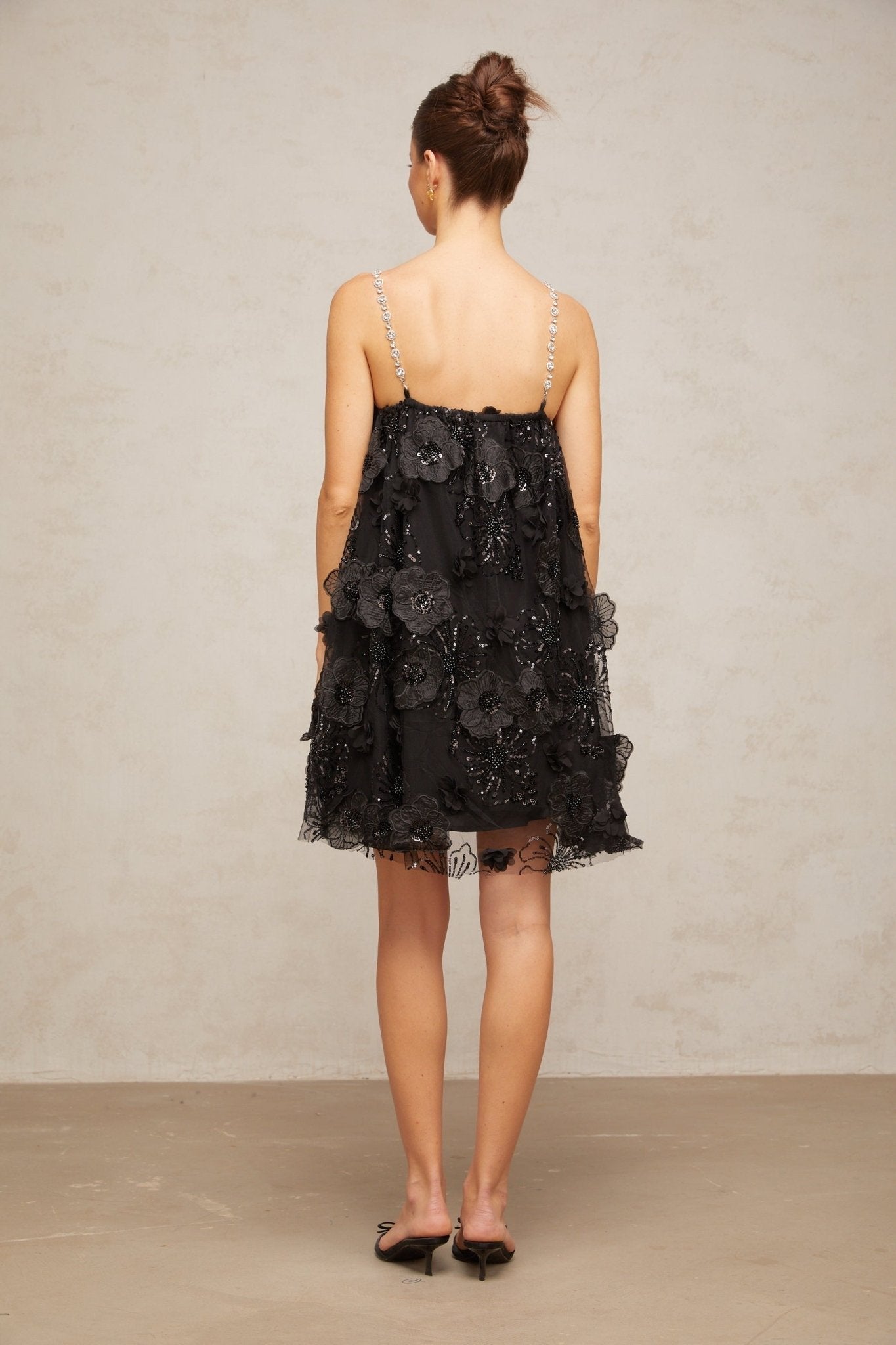 Kaitlyn Mini Dress Crystal Flower Embellished