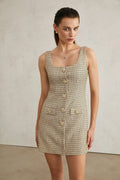 Kaitlyn Mini Dress Golden Tweed Sequin Embellished