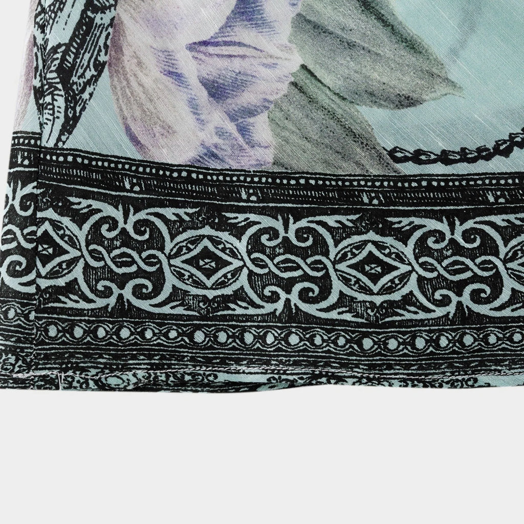 Kara Midi Dress Green Floral Lace Crystal Embellished Tie - Shoulder