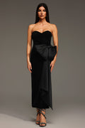 Karina Black Strapless Heart-Shaped Bow Detail Dress