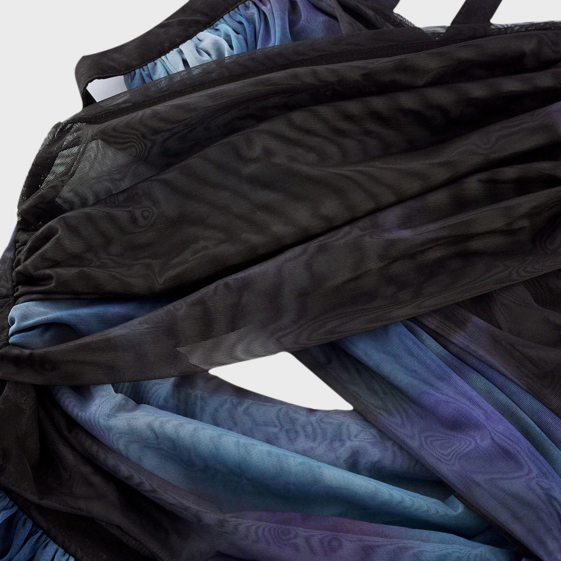 Kaylie Blue to Black Ombre Maxi Dress with Pleats, Halter Bustier and Slit