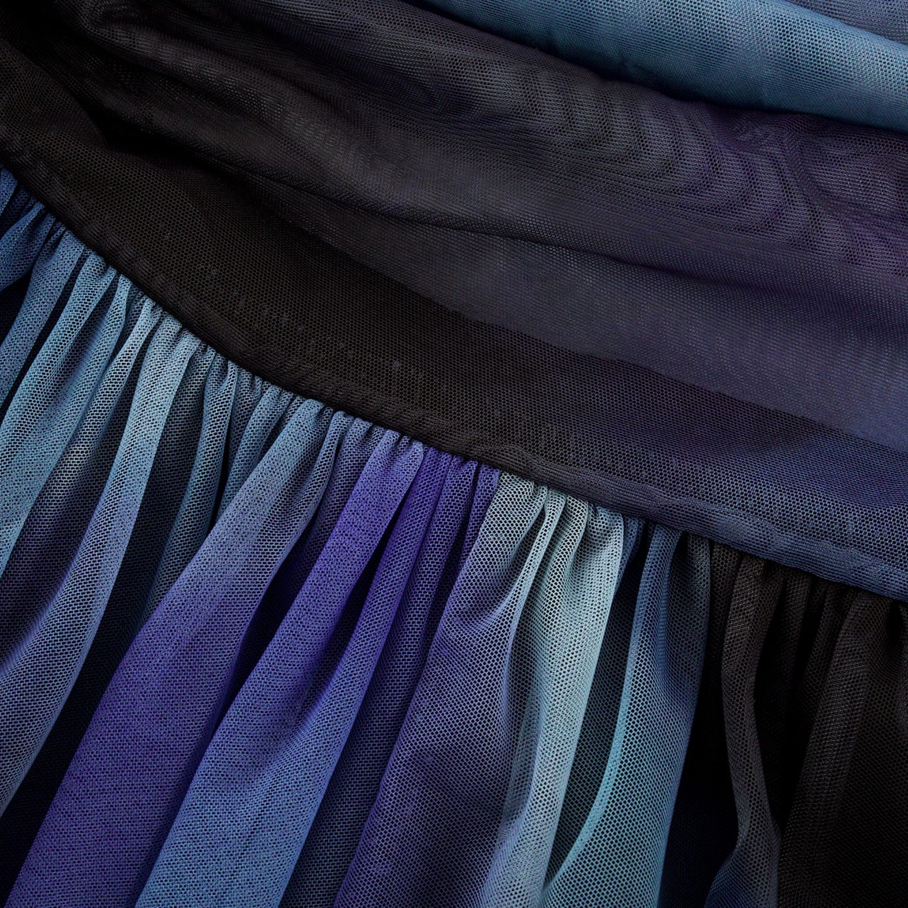 Kaylie Blue to Black Ombre Maxi Dress with Pleats, Halter Bustier and Slit
