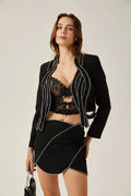 Kaylie Jacket & Skirt Black Crystal Embellished Set