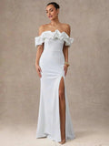 Kaylie Midi Dress - Off The Shoulder - Wedding Ready - High Waist - Bodycon Fit - Ruffle Detail