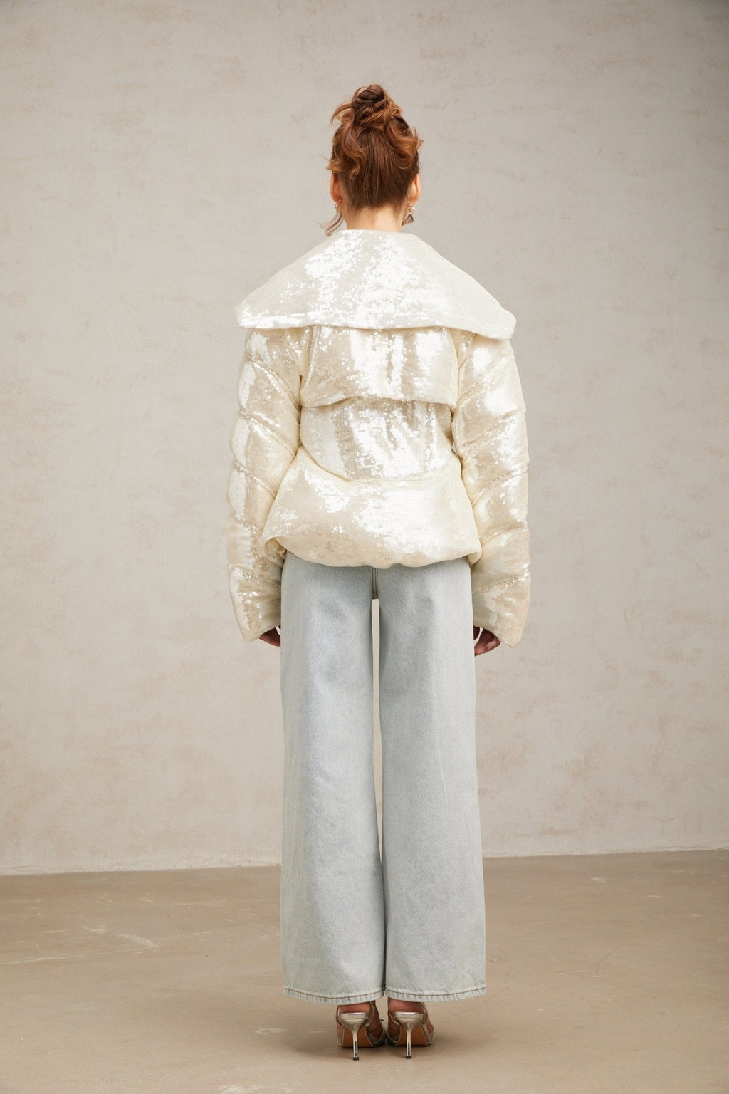 Kenzie Coat Kenzie Sequin White Down Sailor Collar Coat