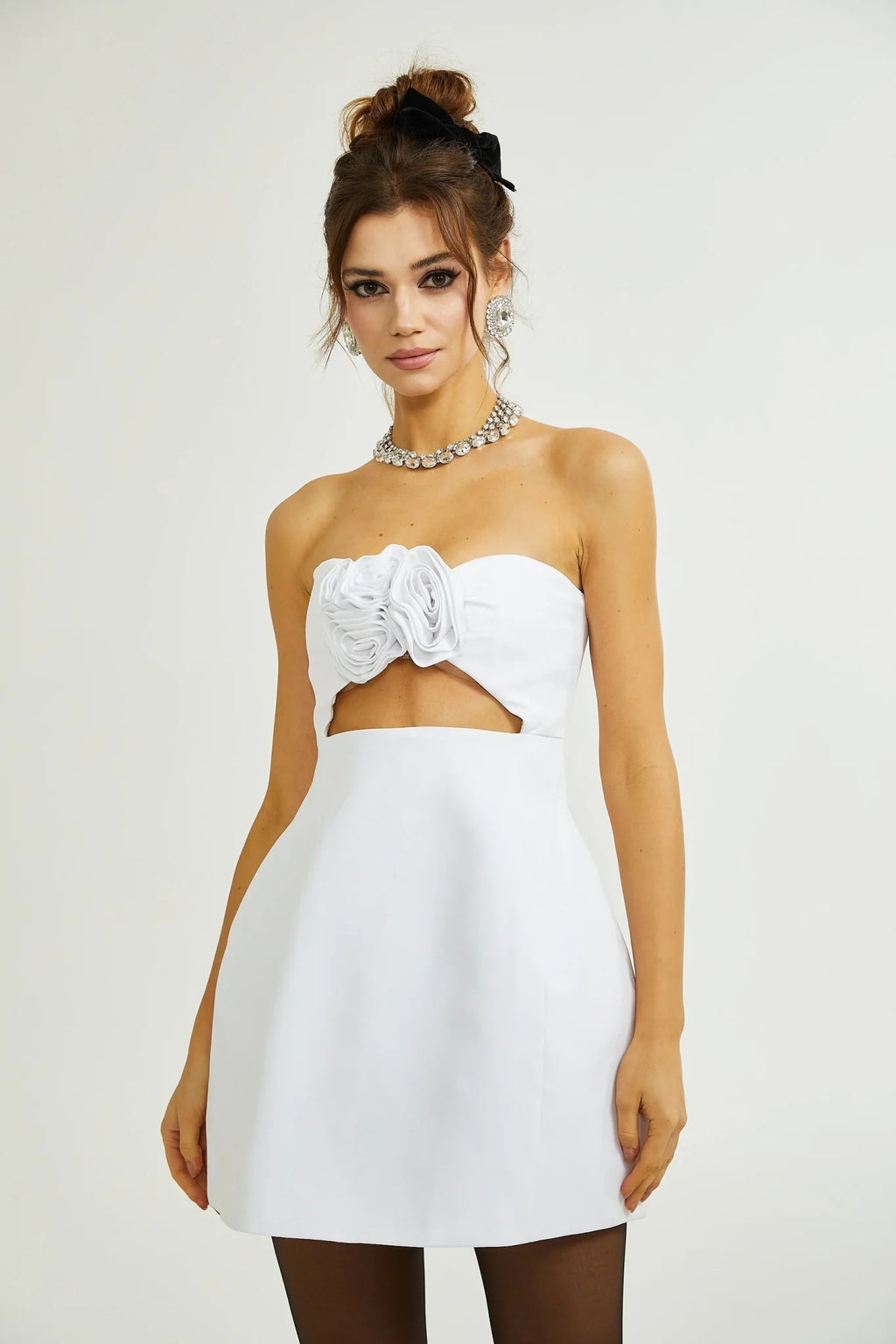 Kenzie Dress - Off - the - Shoulder - Floral Cut - Out - Thigh - Length