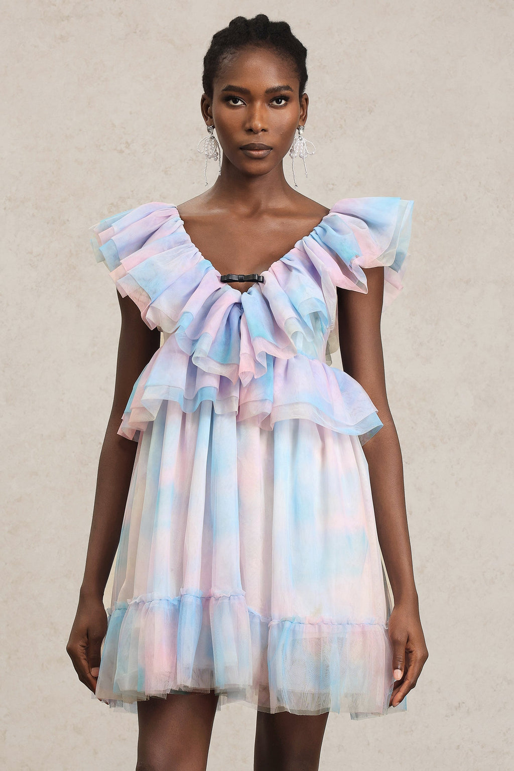 Kenzie Pink Ruffle Puff Sleeve Mini Dress