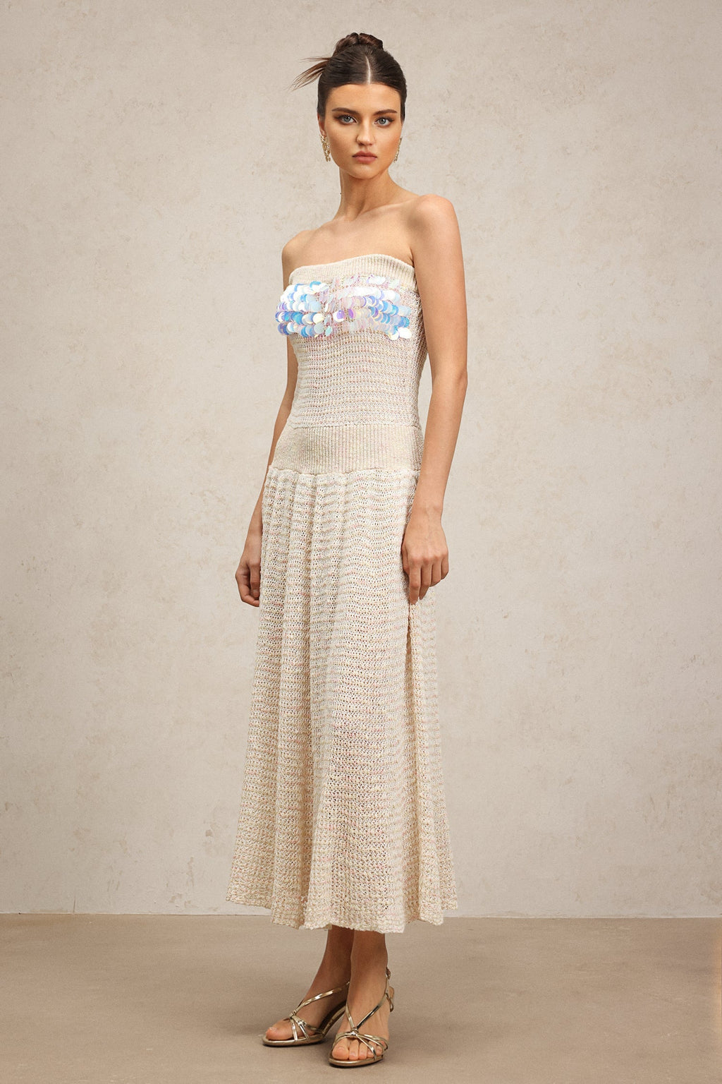 Kenzie White Sequin Maxi Dress for Women Elegant Sleeveless