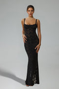 Khloe Black Lace Maxi Dress for Evening Events and Special Occasions