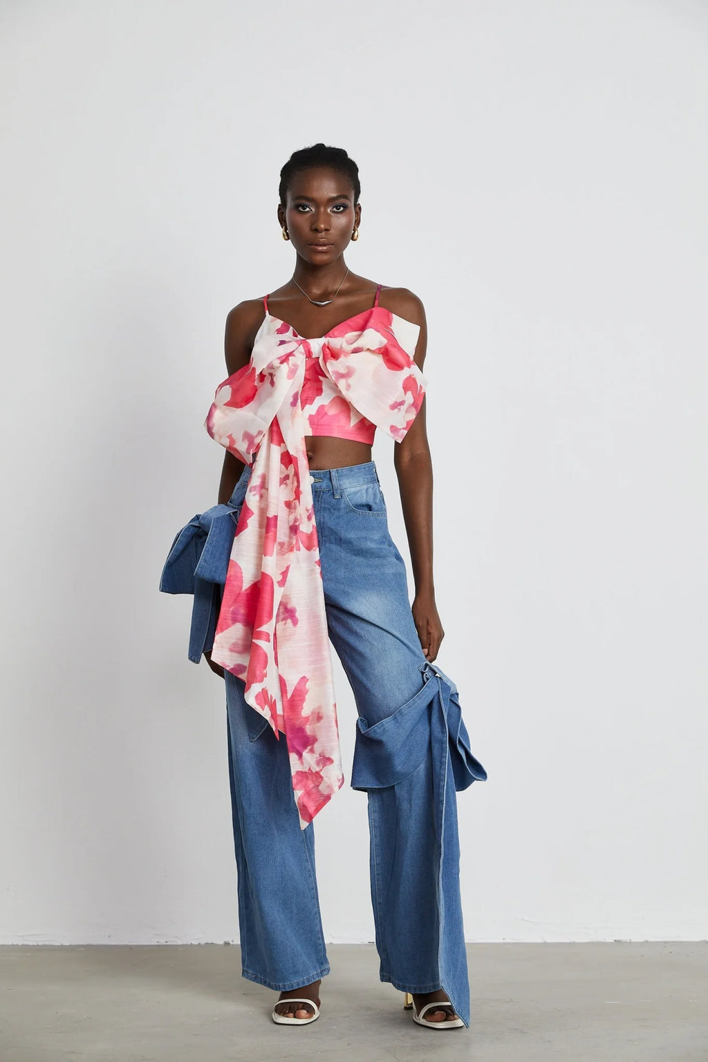 Khloe Jeans Wide Leg with Bow Detail