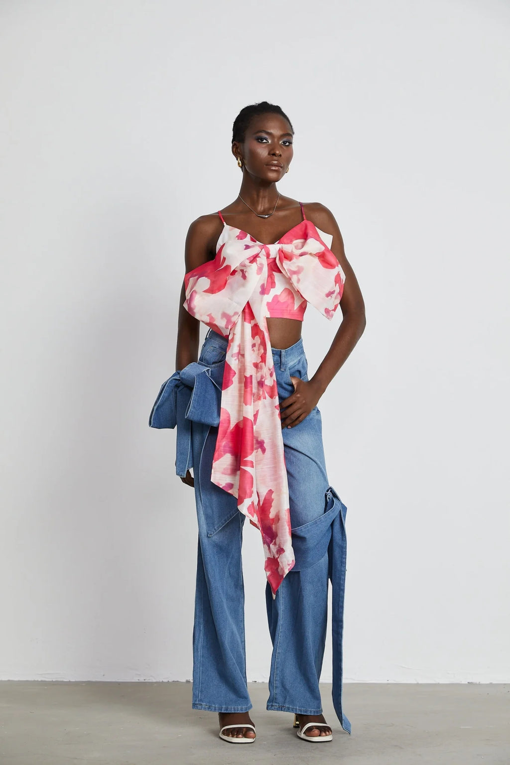 Khloe Jeans Wide Leg with Bow Detail
