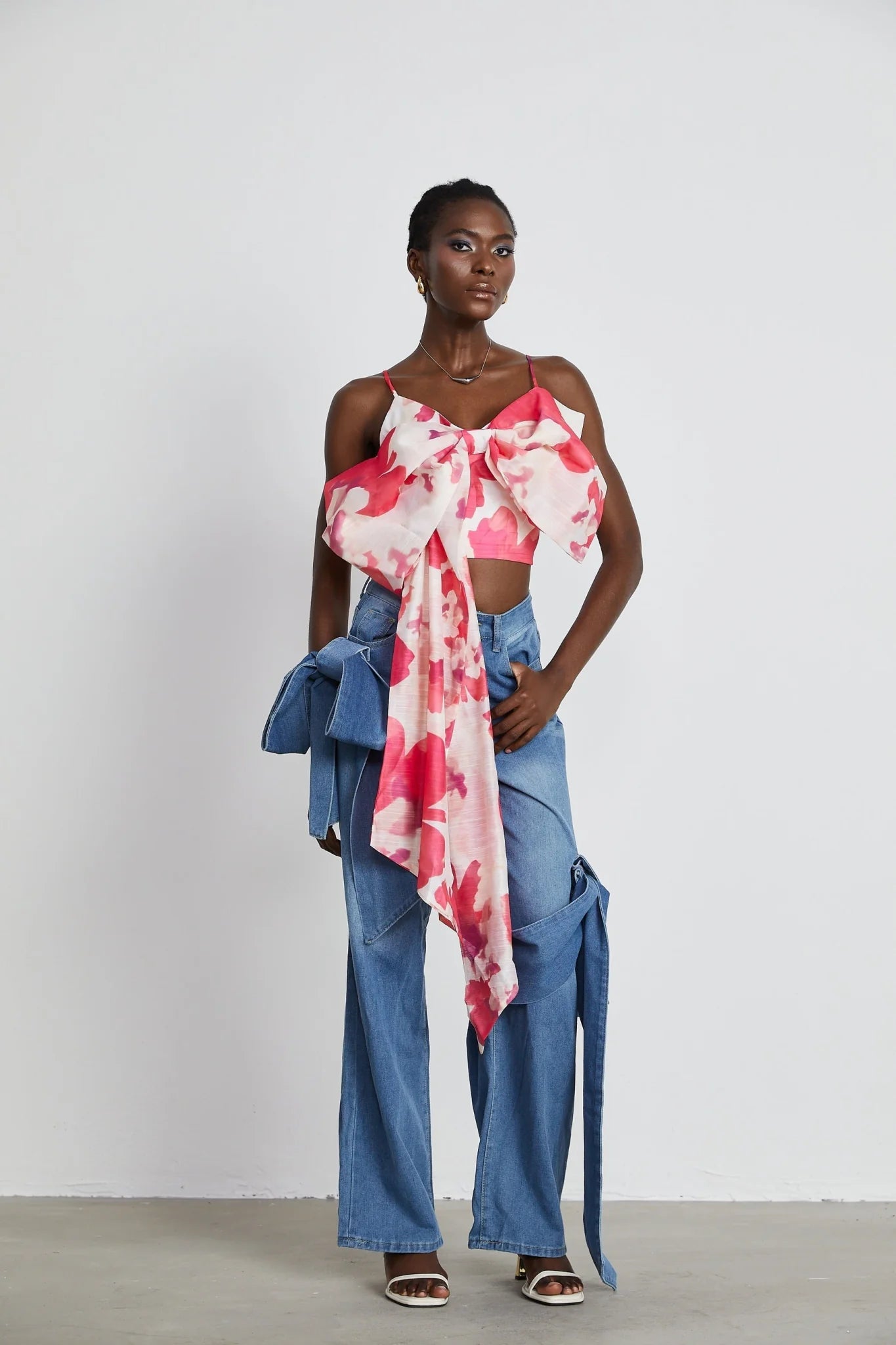 Khloe Jeans Wide Leg with Bow Detail