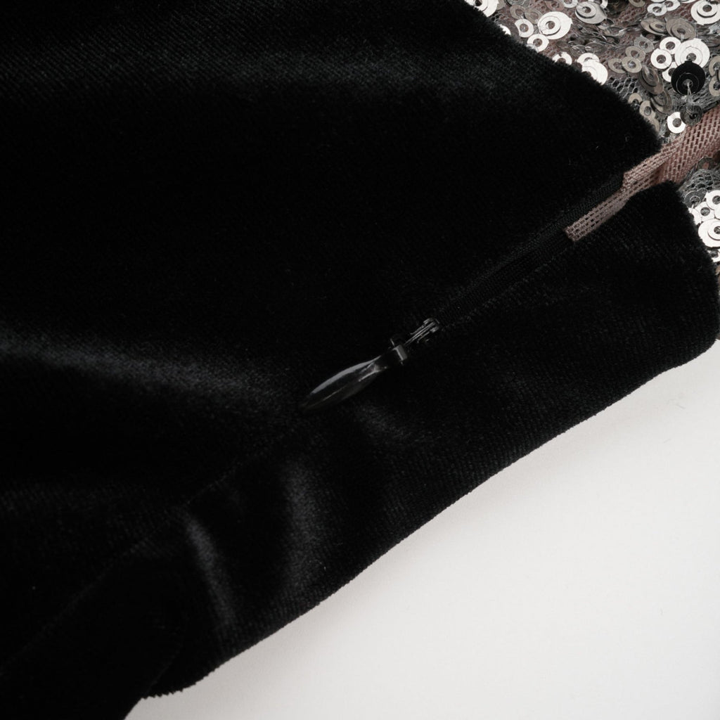 Kiara Maxi Dress - Asymmetric One - Sleeve Design with Attached Scarf & Sequin Embellishments