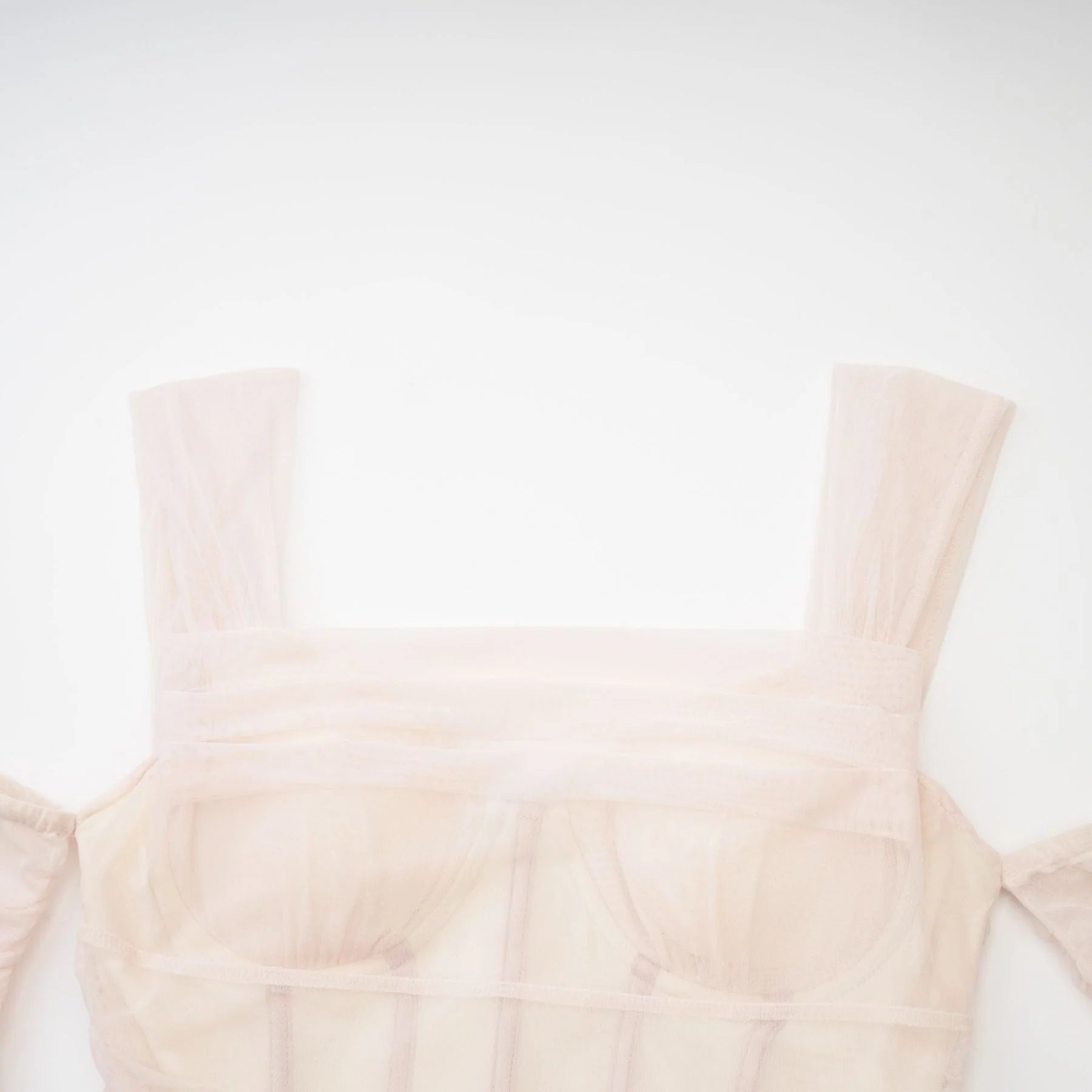 Kiara Midi Dress White Bustier Mesh Layered & Waist Tie Zip Length