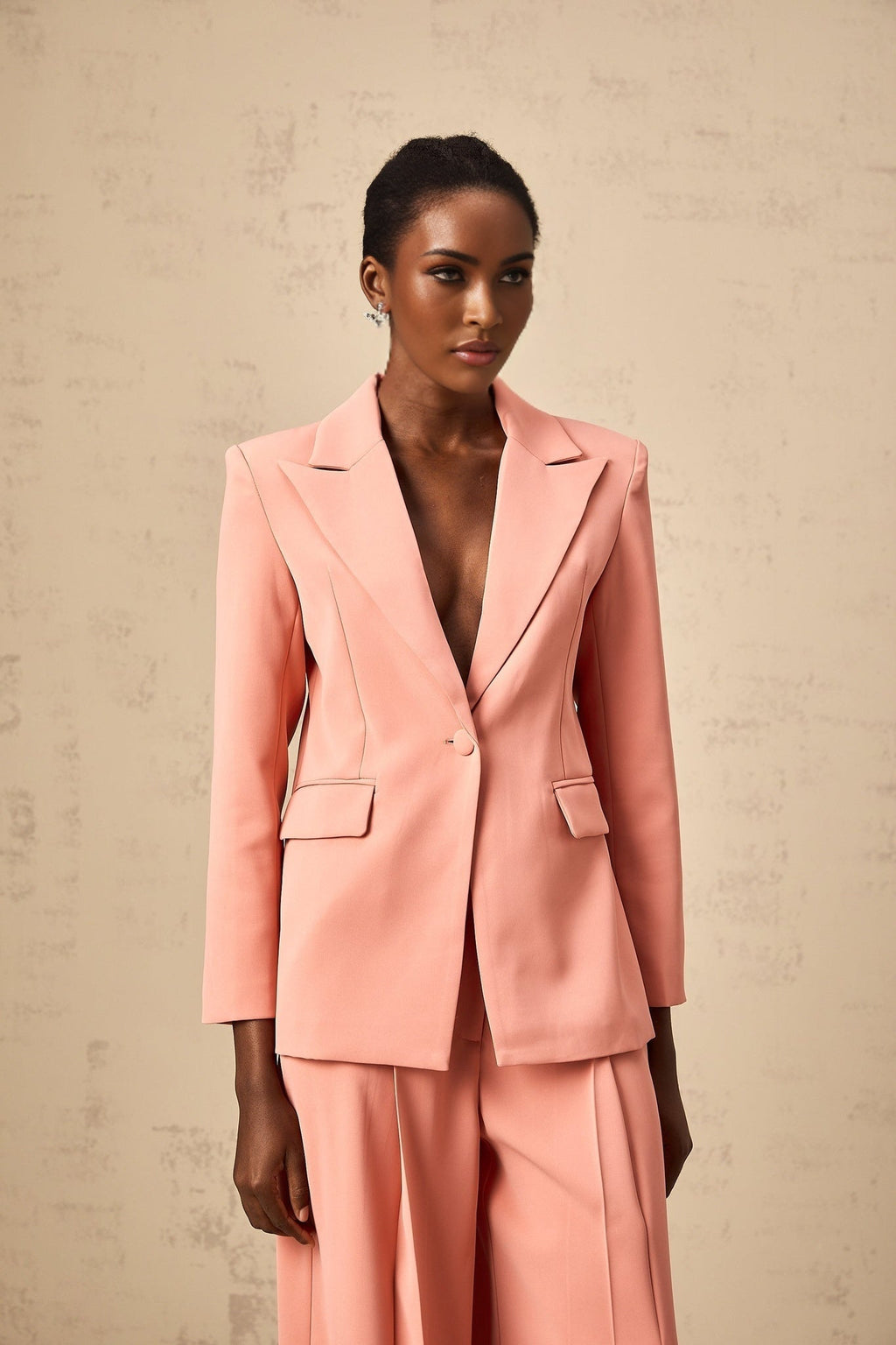 Kiera Blazer & Trousers Pink Embroidery Cut Out Set
