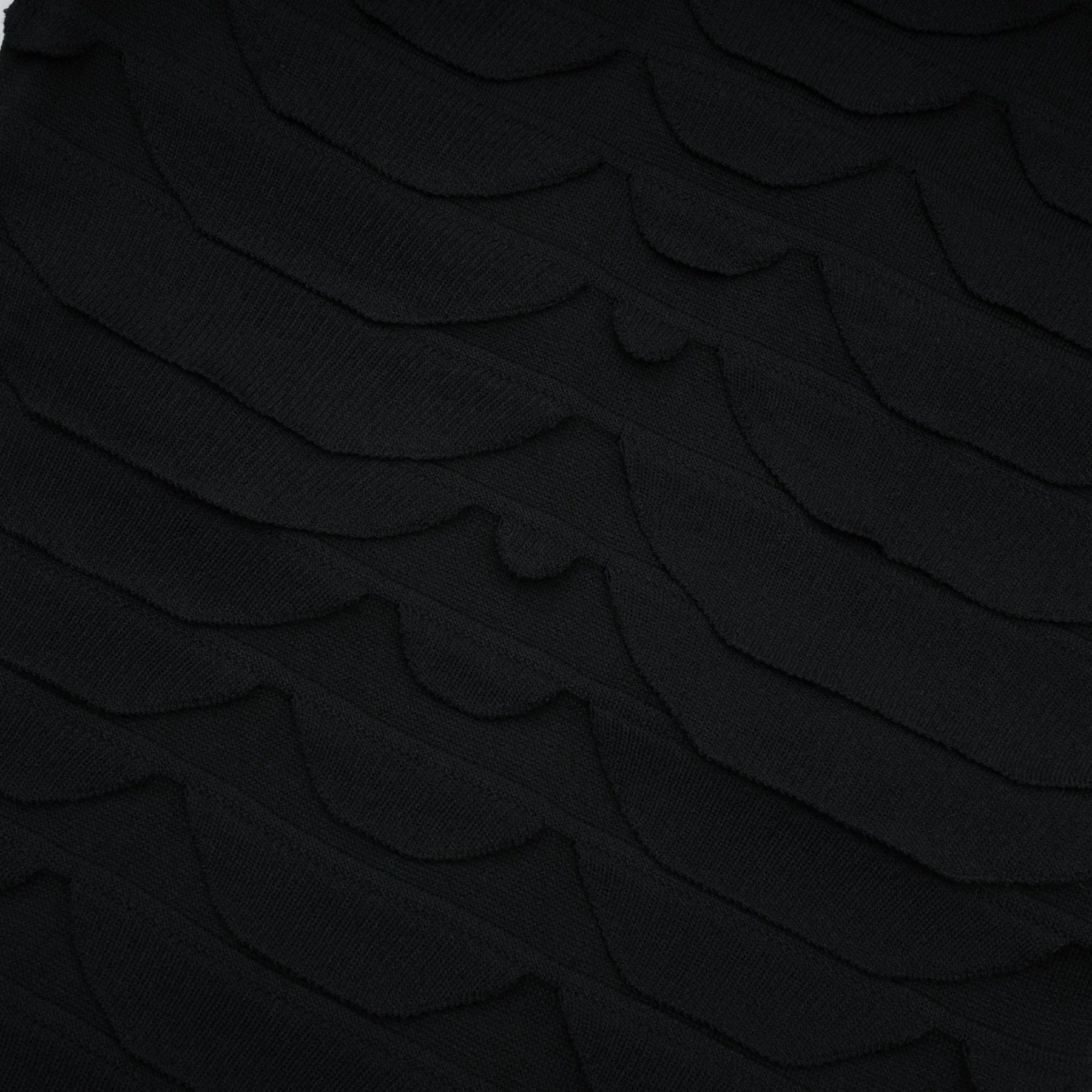 Kiera Midi Dress 3D Snake Pattern Godet Black & Flared