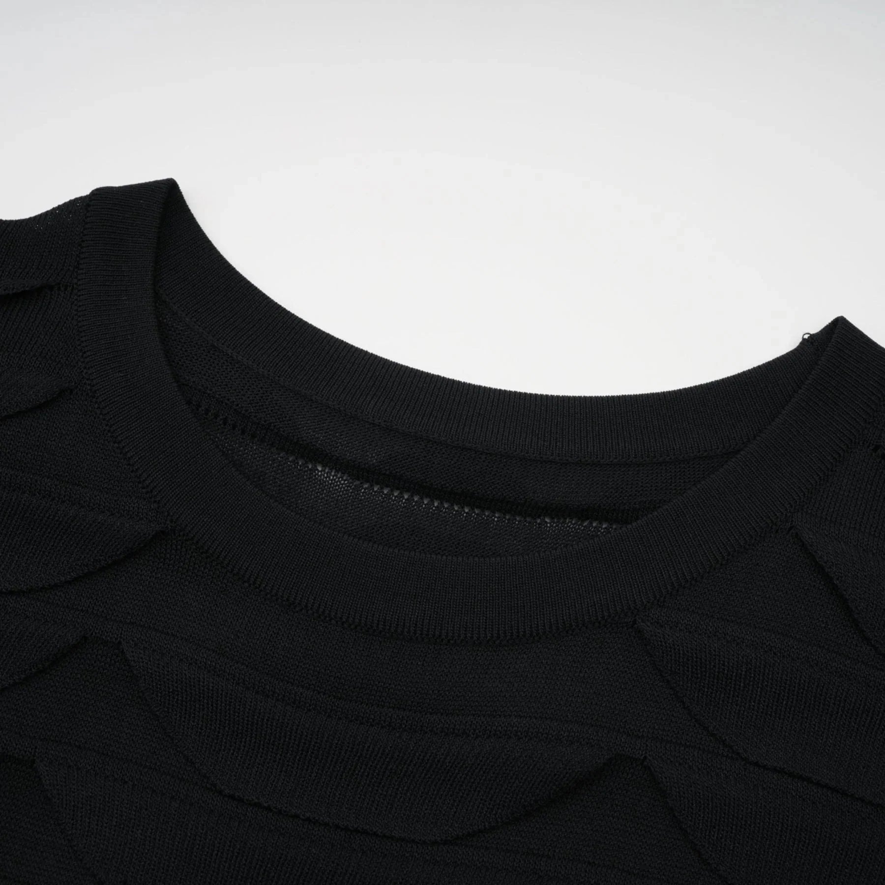 Kiera Midi Dress 3D Snake Pattern Godet Black & Flared