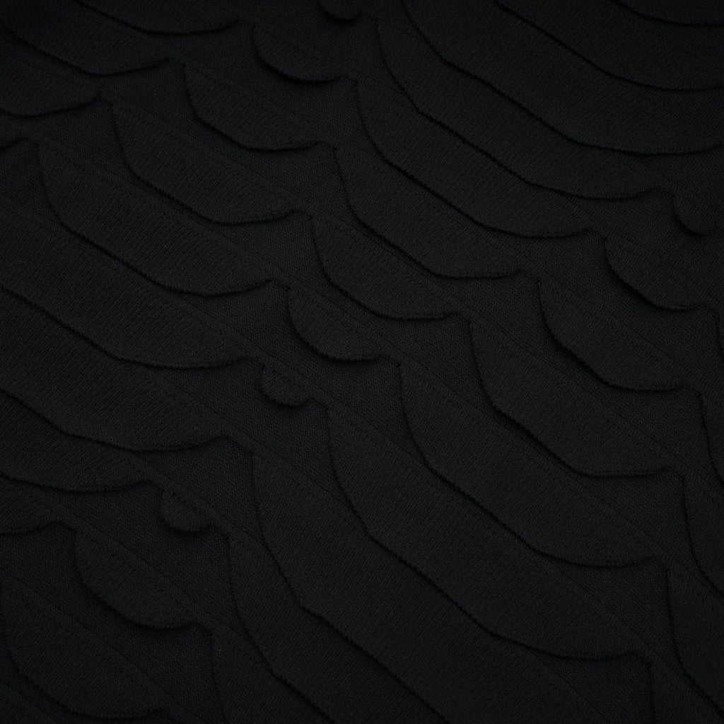 Kiera Midi Dress 3D Snake Pattern Godet Black & Flared