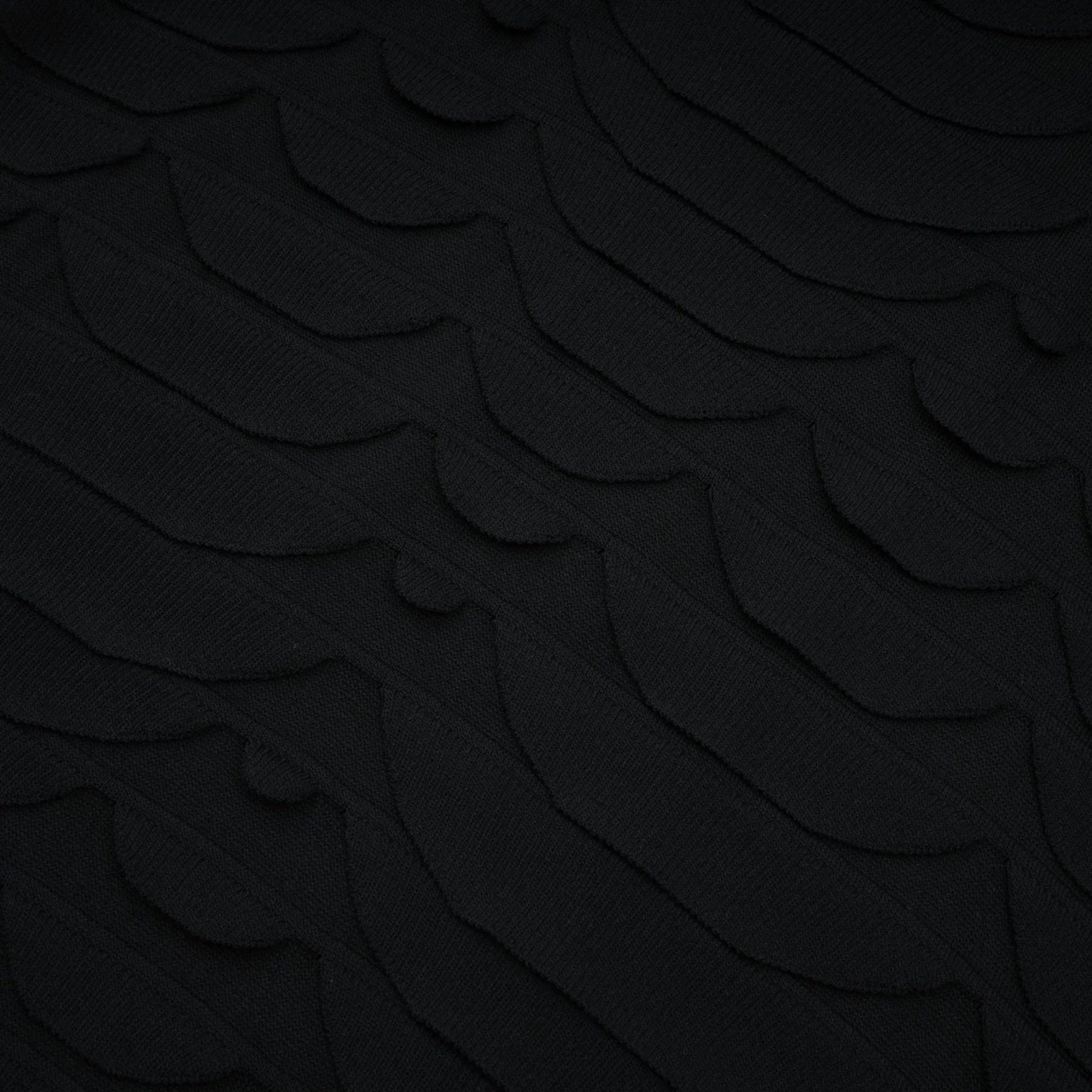 Kiera Midi Dress 3D Snake Pattern Godet Black & Flared