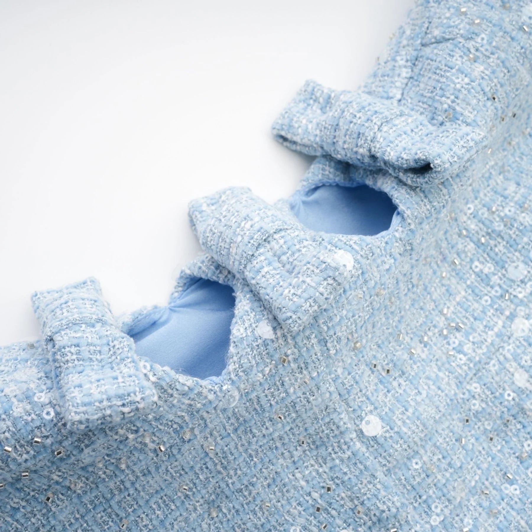 Kiera Mini Dress Blue Sequin Bow Cut Out & Crystal Embellishment