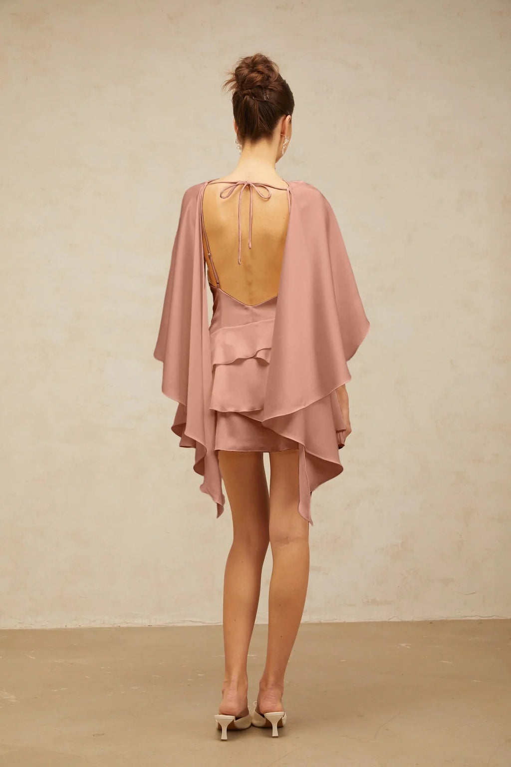 Kiera Mini Dress Pink Satin Ruffled Cocktail
