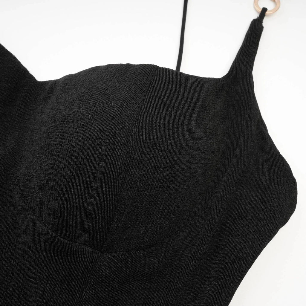 Kimberly Midi Dress Black Bustier Off - shoulder Design