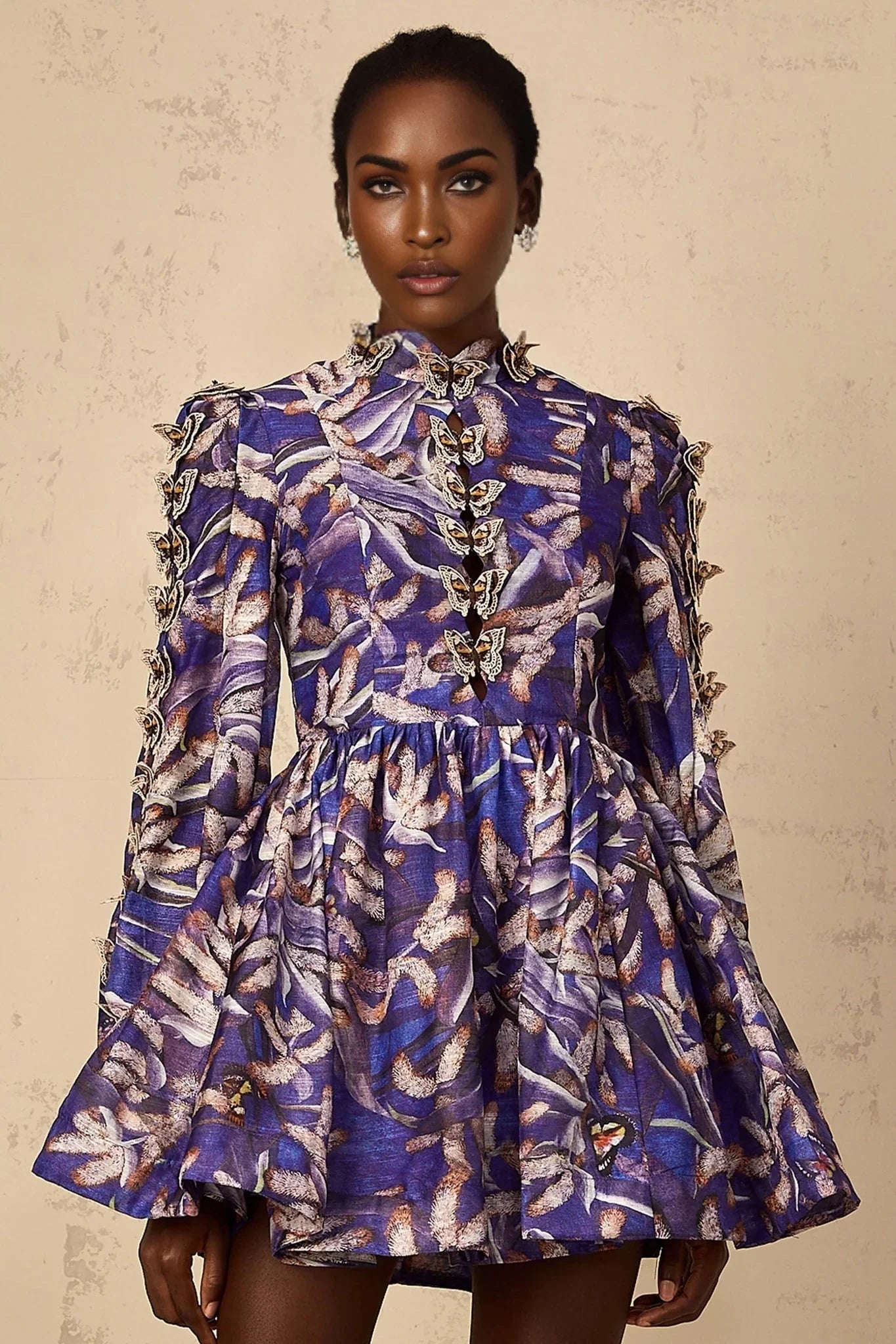 Kimberly Mini Dress Purple Butterfly - Appliqu & Cut - Out