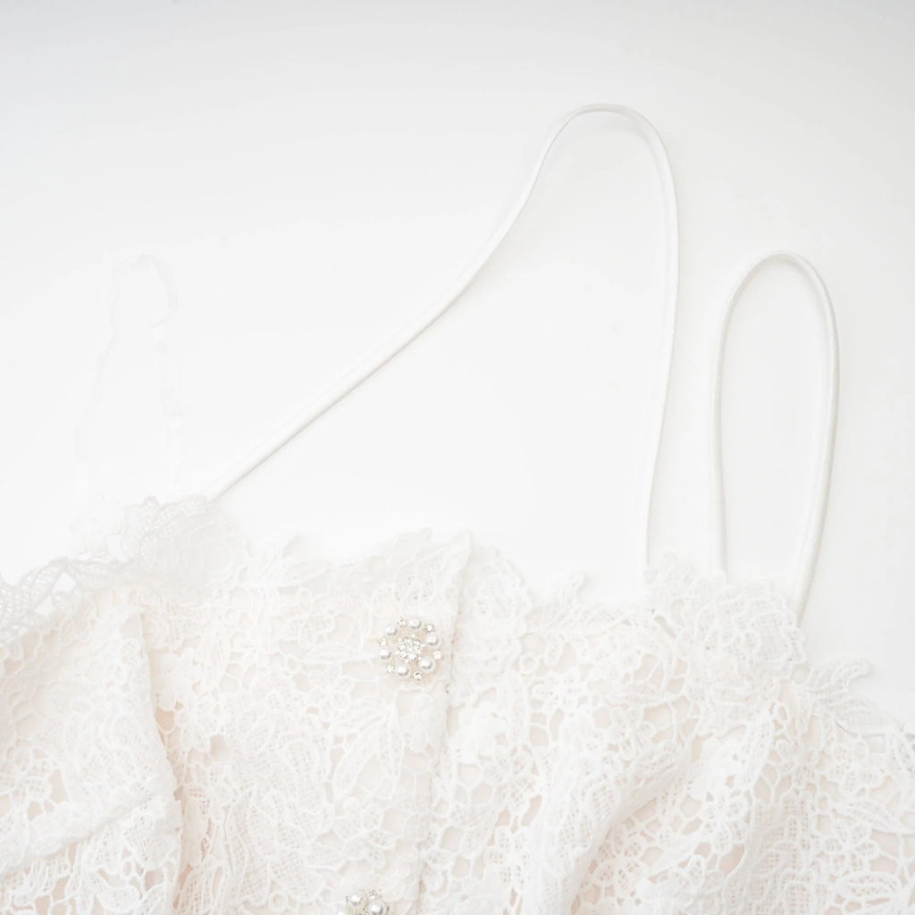 Kimberly Mini Dress White Lace Cut Out Ruffle Hem