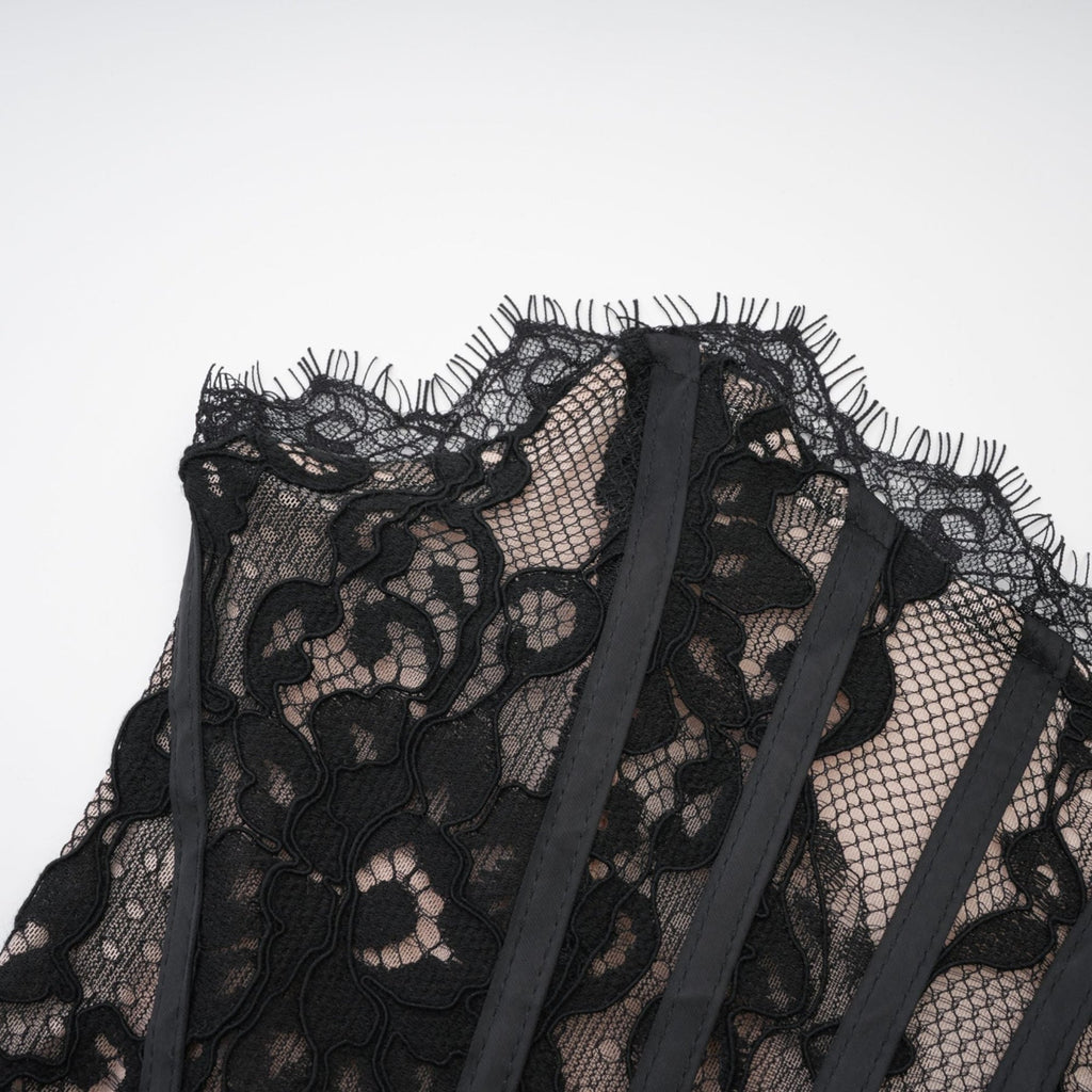 Kylitha Black Mini Dress with Lace Trim