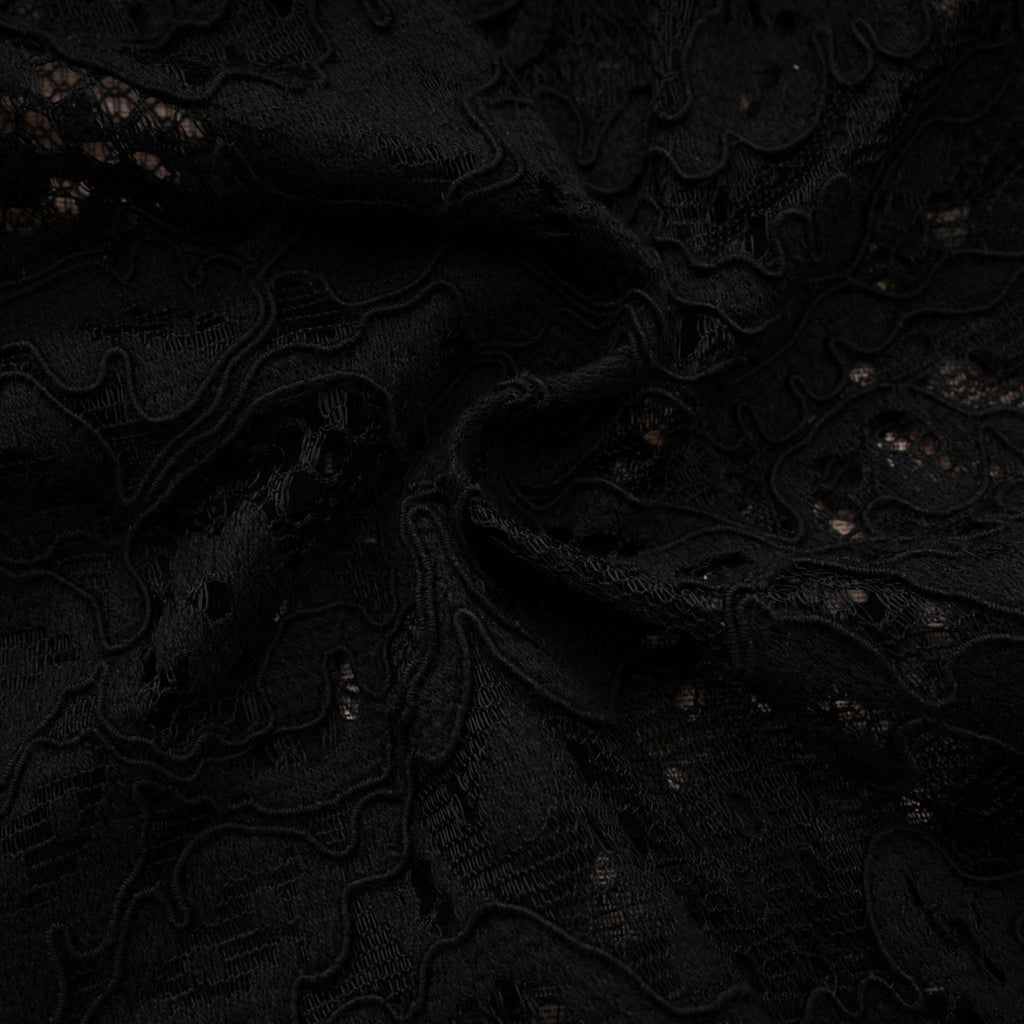 Kylitha Black Mini Dress with Lace Trim