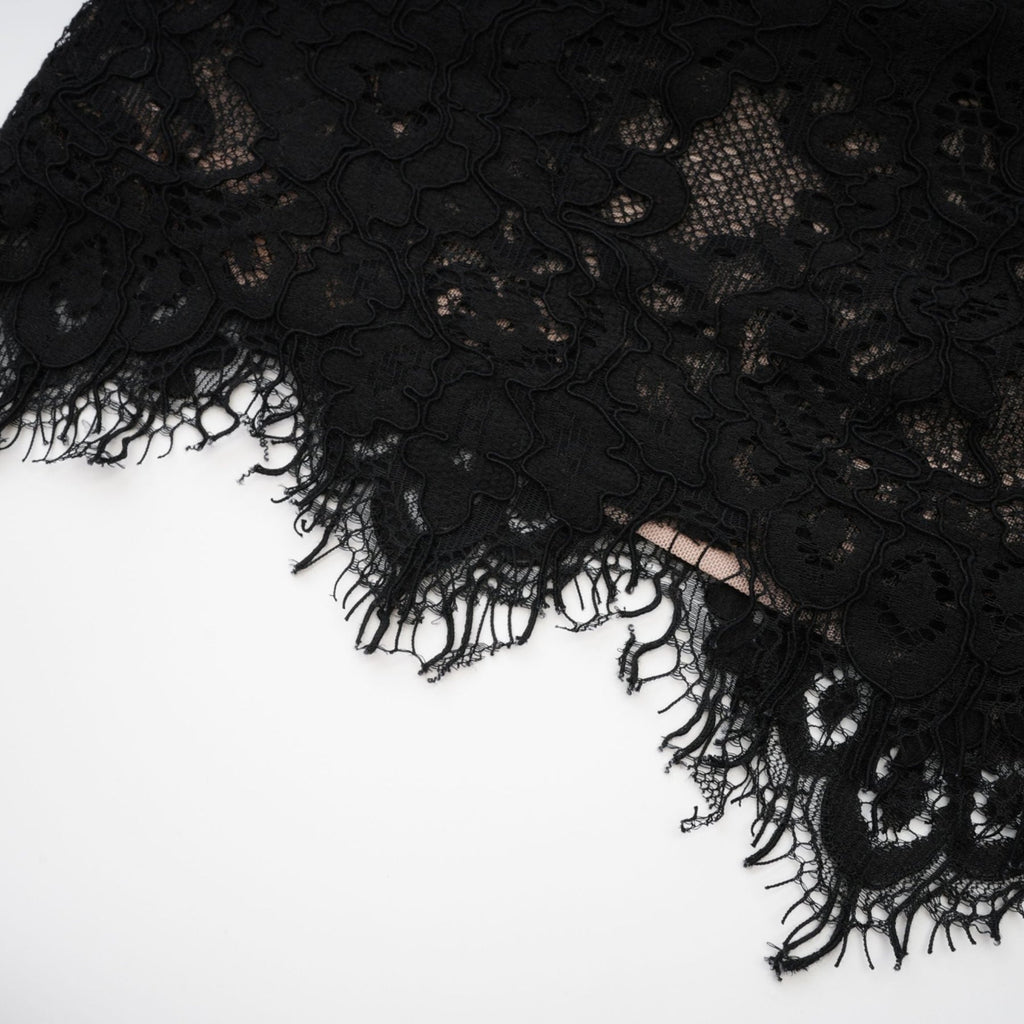 Kylitha Black Mini Dress with Lace Trim