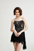 Kylitha Mini Dress - Lace Details - Spaghetti Strap Closure - Off the Shoulder - Bow
