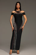 Lacey Black Diamond Hollow Out Sleeveless Dress