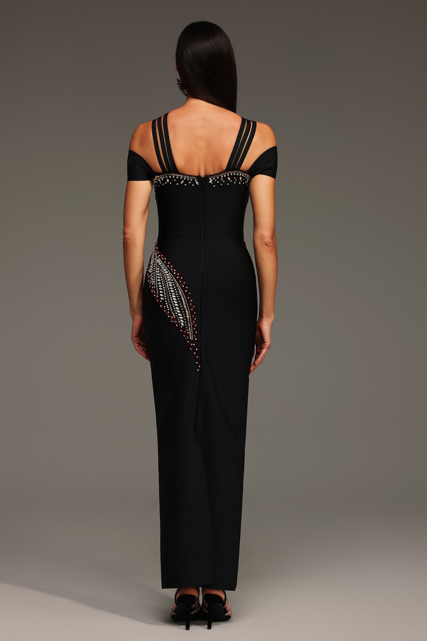 Lacey Black Diamond Hollow Out Sleeveless Dress for Formal Events