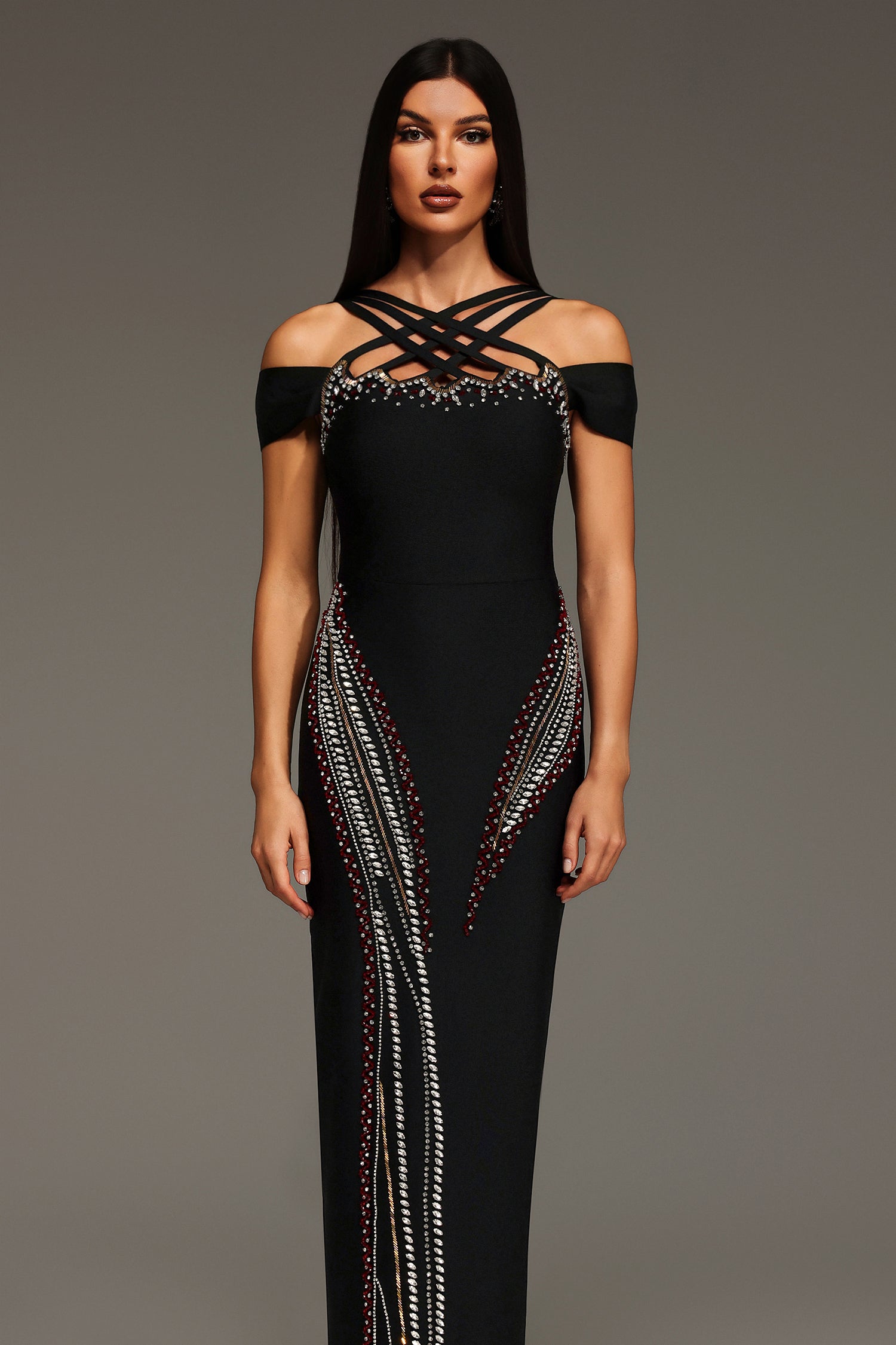 Lacey Black Diamond Hollow Out Sleeveless Dress