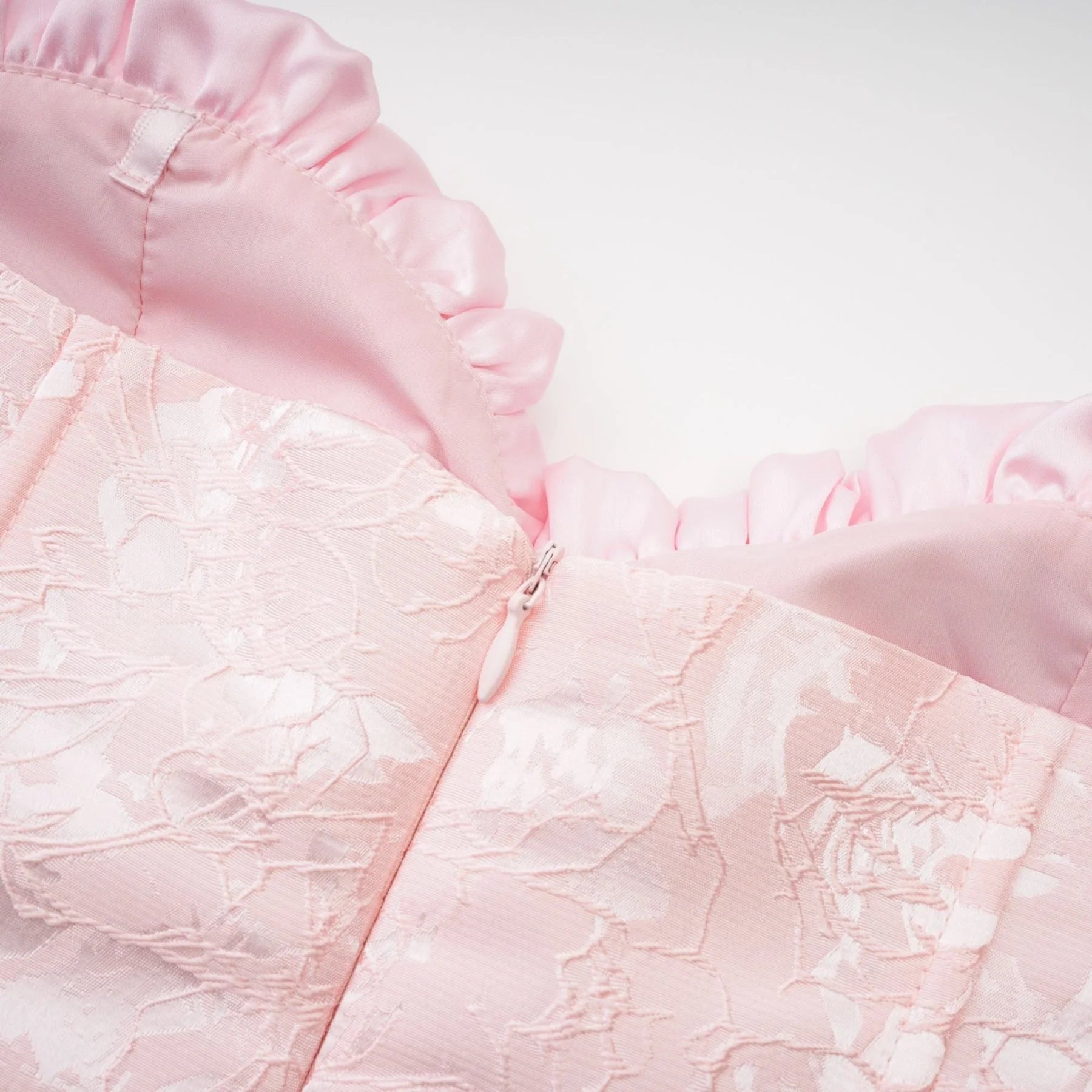 Lacey Mini Dress Pink Jacquard Off The Shoulder Flare Hem