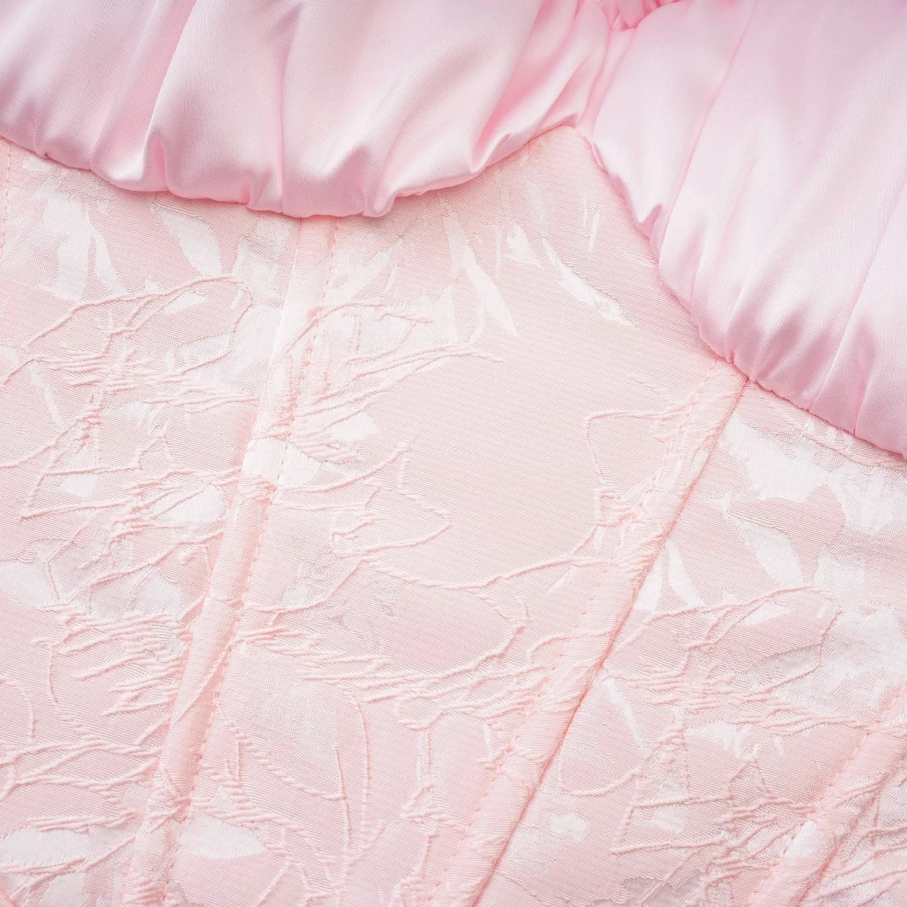 Lacey Mini Dress Pink Jacquard Off The Shoulder Flare Hem