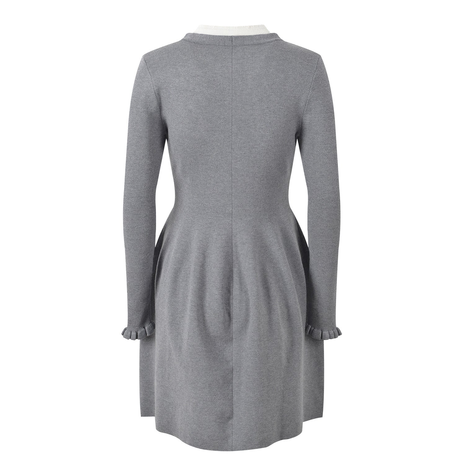 Laila Dress - Figure - Enhancing Silhouette - Elegant Layered Look - Deep V - Neck With Bow Accent - Frilled Cuffs & Bow