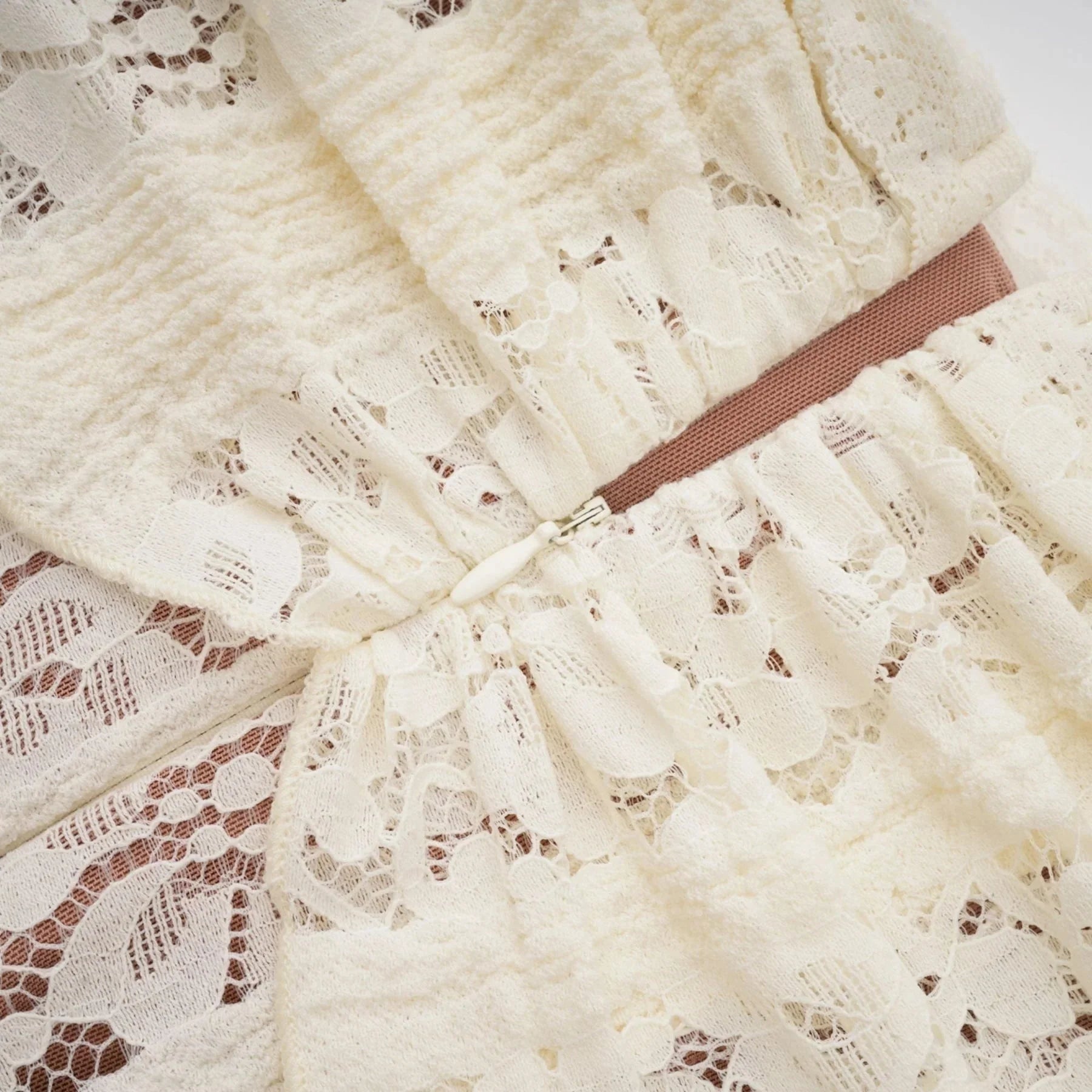 Lana Maxi Dress Floral Lace Train Design Neutrals