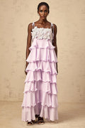 Landry Maxi Dress Purple Sequined 3D - Petal Tiered & Ruffled